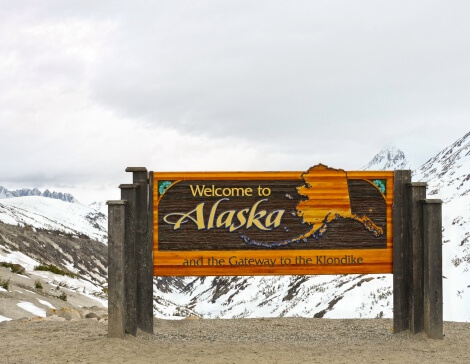 Cartello benvenuto Stati Americani Tour Alaska