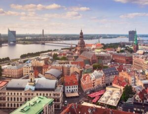 Riga capitale Lettonia vista dall'alto